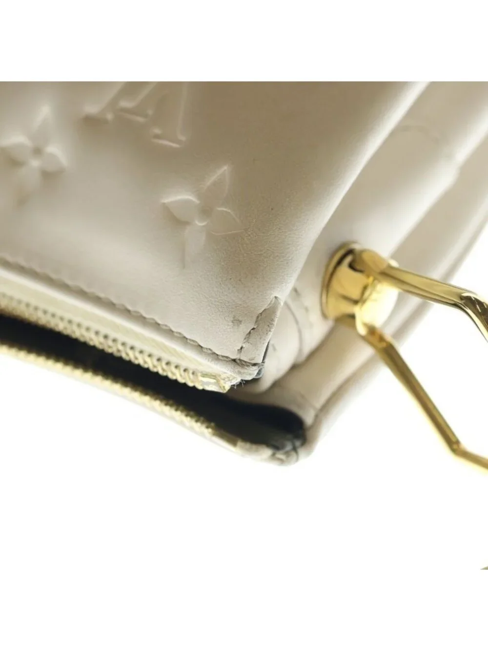 Louis Vuitton Monogram Coussin PM Cream 2-Way Chain Shoulder Bag White Leather